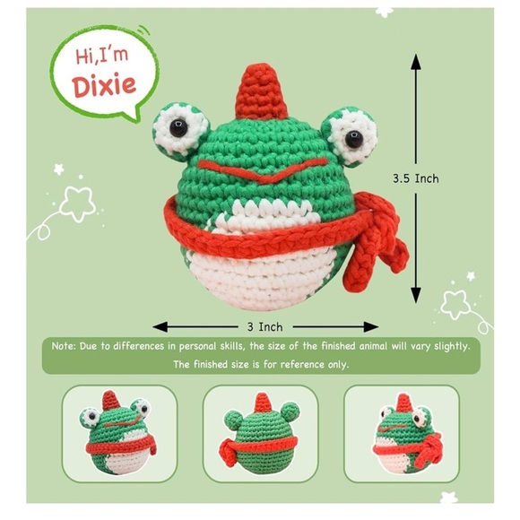 Learn to crochet frog kit, DIY crochet kit all you need NEW - Picture 6 of 8